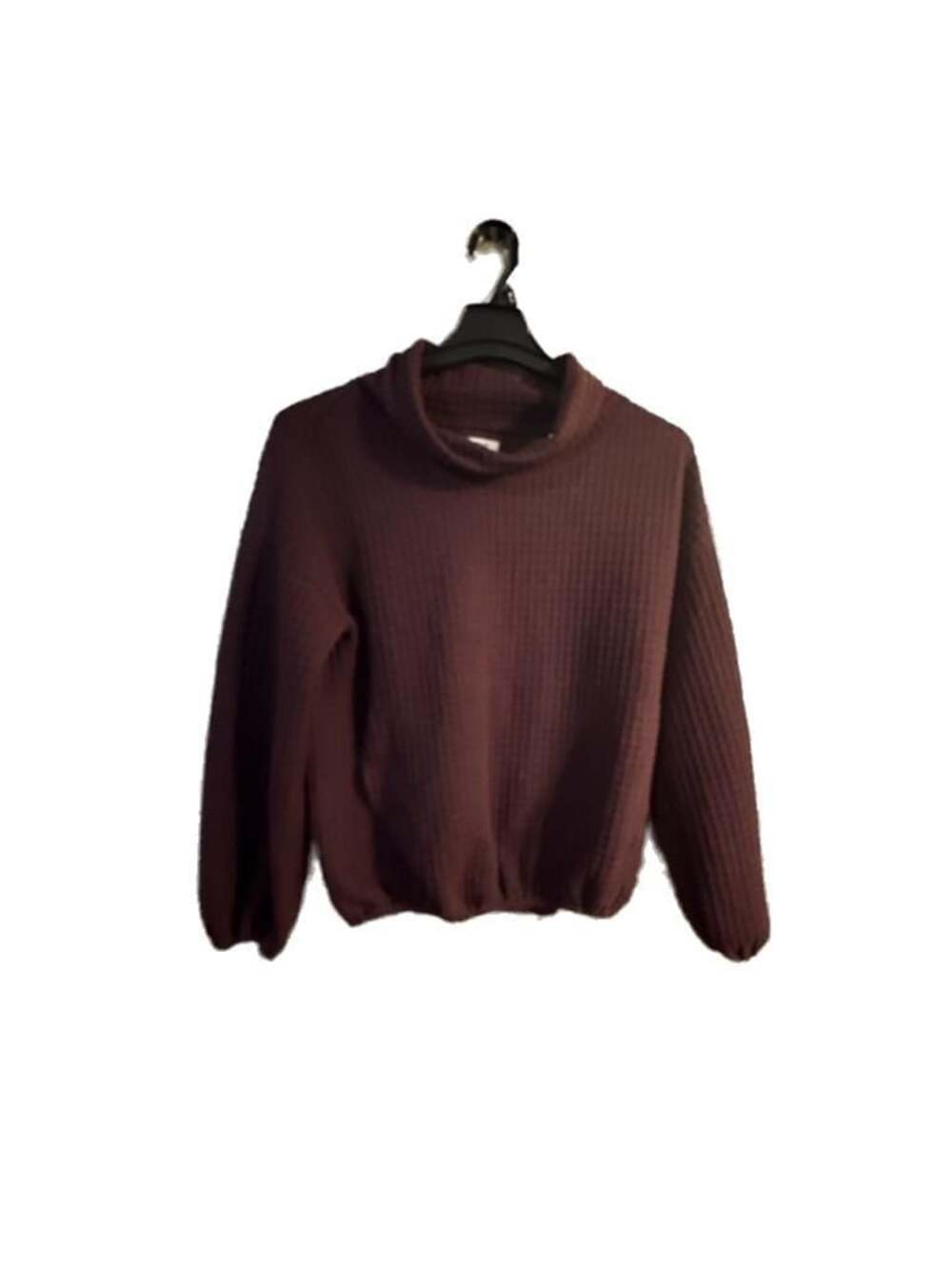 Max Studio London Women's Waffle Knit Mock Neck Pullover Sweater